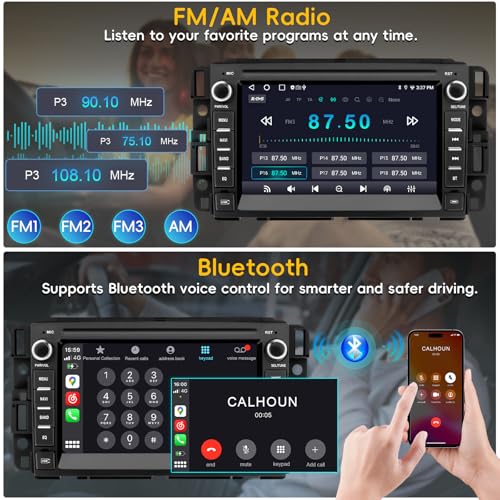 Car Radio Stereo for Chevy Silverado 2007-2014 Tahoe GMC Sierra Yukon,2+64G Android 13 Touch Screen Head Unit with CarPlay...