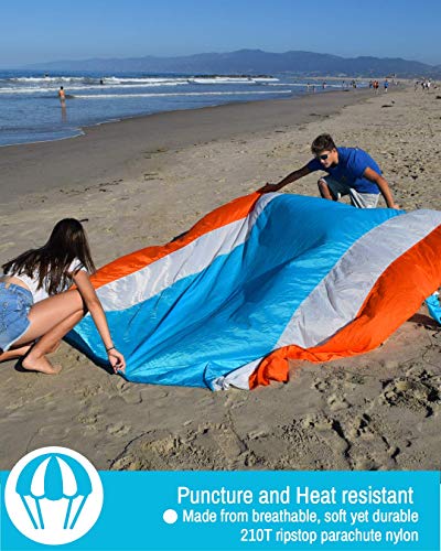 ECCOSOPHY Sandproof Beach Blanket - Oversized Sand Free Beach Mat 9'x10' - Lightweight Outdoor Picnic Blanket Anchored wit...