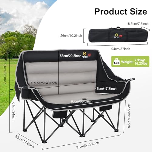 Nice C Heated Camping Chair with Battery, Outdoor Heated Folding Chairs, Double Padded Camping Chair for Adults, Camping C...