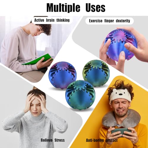 Gear Sphere, 3D Printed Gearsphere - The Steampunk Whirling Wonder Fidget Gear Ball, Gearsphere Cube Fidget Toy for Office...