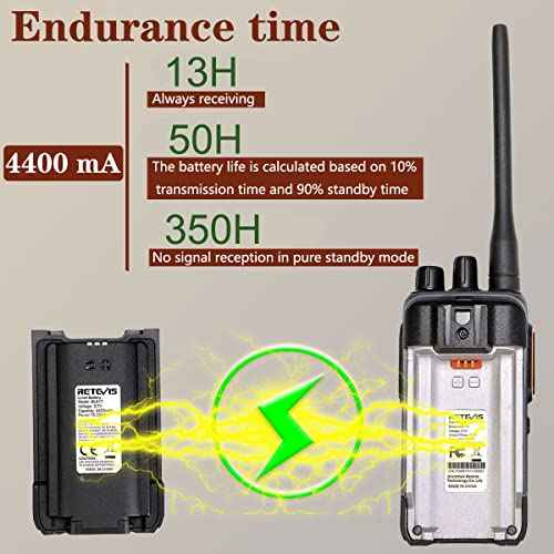 Retevis RB17V MURS Radios, Hunting Walkie Talkies Long Range,4400mAh Rechargeable Battery,SOS Alarm,2 Way Radios for Skiing Hiking Hunting(2 Pack) (with high gain Antenna)