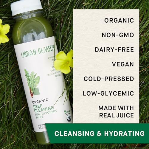 Urban Remedy Organic Deep Cleaning Juice, Cold-Pressed, 12 fl oz, Detoxifying Green Juice with Burdock Root & Dandelion Gr...