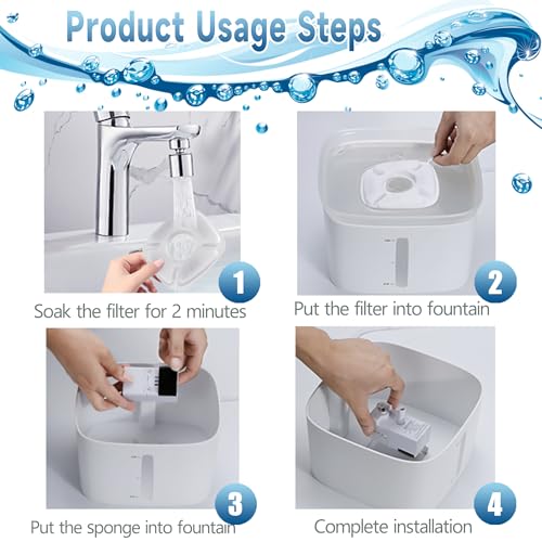 34 Pcs Cat Fountain Filters Replacement Compatible with VEKEN 95oz/2.8L Cat Water Fountain Filters Automatic Dog Water Fou...