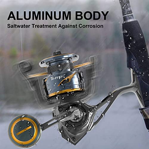 Tempo Persist Spinning Reel - Saltwater and Freshwater Fishing Reels, Aluminum Body with 7+1 BB, 30.9 LBs Max Drag Carbon ...
