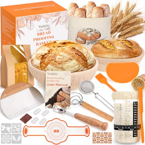 Sourdough Bread Baking Supplies, Sourdough Starter Kit, Bread Proofing Basket, Bread Making Tools Kit, Sour Dough Kit Tool...