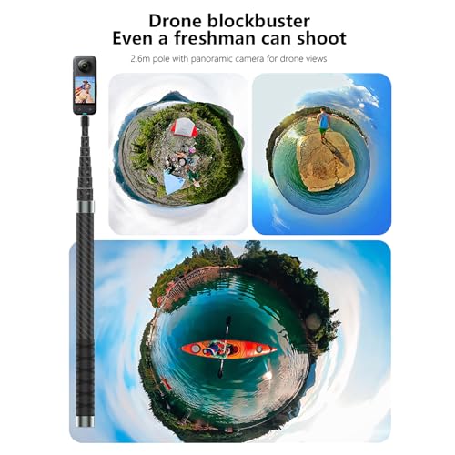 NEOSOU 2.6M/102-inch Invisible Selfie Stick, Carbon Fiber Long Pole Extension Rod for Insta360 X5 X4 X3 DJI Osmo 360 Nano,...
