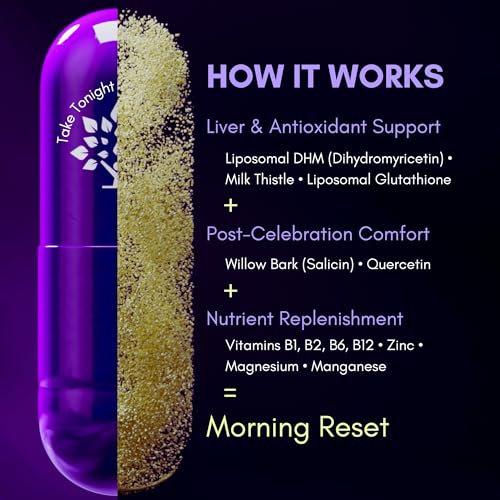 purple tree Post-Celebration Wellness Supplement for Liver Support & Hydration | Liposomal Dihydromyricetin (DHM), L-Gluta...