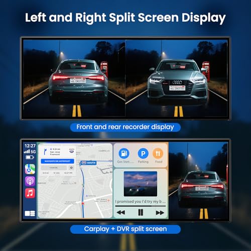 Largest 11.5 inch Wireless CarPlay Screen for Car, A-pple CarPlay & Android Auto HD Touchscreen with 4K Dash Cam/1080P Bac...