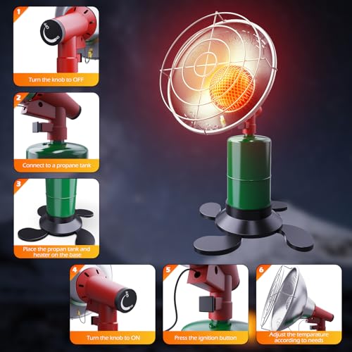 Propane Heater - 8000 BTU Portable Tent Heater, Camping Gas and Stove, Patio Heaters with with Shut-off Valve and Tip-over...