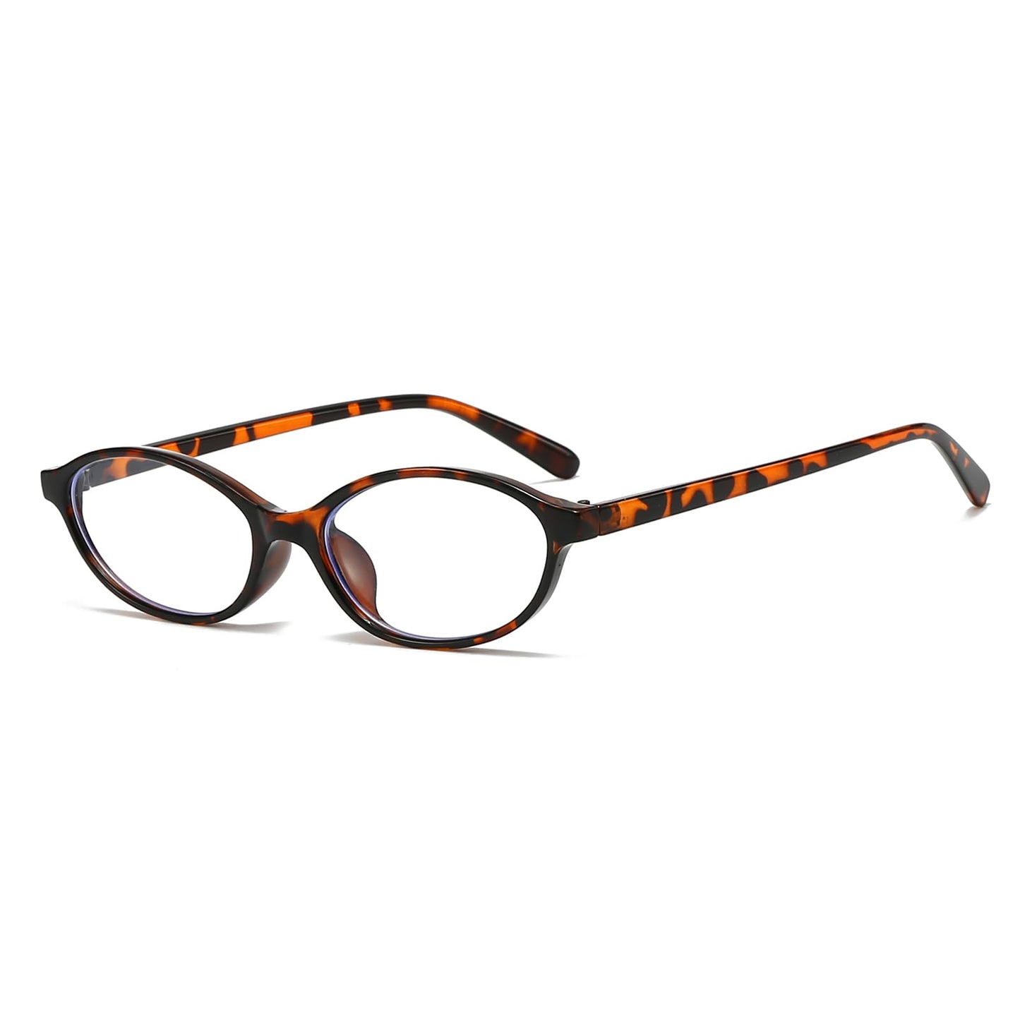 Ljczka Oval Blue Light Blocking Glasses For Women Men Retro Small Oval Frame Y2K Cat Eye Computer Eyeglasses Clear Lens (Tortois