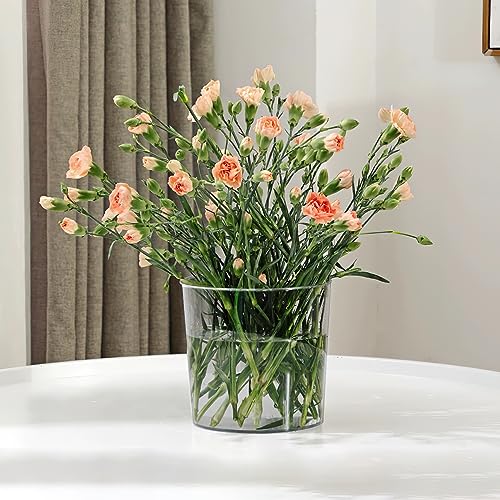 Kingrol 6 Pack Clear Flower Vases, 3 Quart Plastic Ice Buckets for Chilling Beer, Wine, Champagne, Multipurpose Buckets fo...