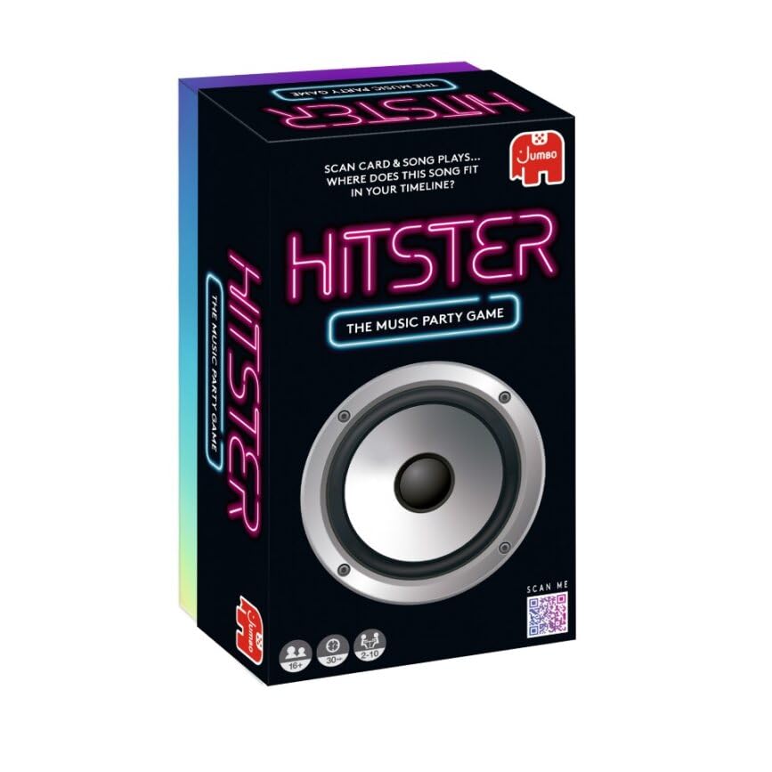 Jumbo Hitster - The Music Party Card Game, Fun Music Quiz Card Game, 2-10 Players - 300 Plus Iconic Music Hits - Great for Adult and Family Game Night