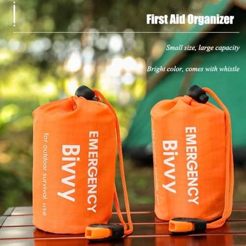Emergency Sleeping Bag Portable Thermal Bivy Sack Waterproof Lightweight Blanket Survival Gear with Compass
