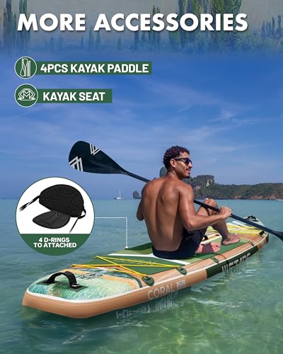 WETARE 11'6"x35" Inflatable Paddle Board, 450lbs Extra Wide Stand Up Sup Board for Adults, Blow Up Paddleboard Kayak Non-S...