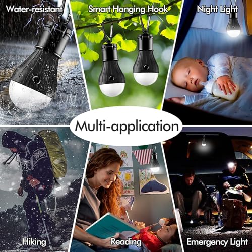 FLY2SKY Portable LED Tent Lamp Emergency Lights with Hook, Hurricane Bulb Lantern Equipment for Camping, Hiking, Backpacki...