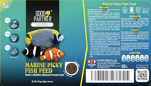 GOOD PARTNER Purify Series for Marine Fish Food, Saltwater Fish Sinking Pellets, Suitable for Clown Fish, All Natural Ingr...