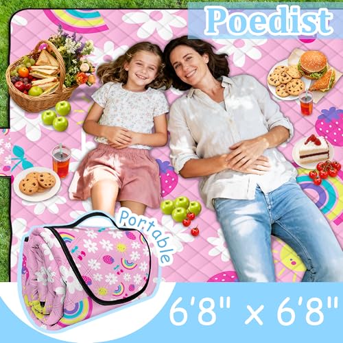 Extra Large Picnic Blanket Waterproof,80"x 80"Foldable Machine Washable Beach Blankets,Outdoor Blanket for 6-8 Adults, Pic...