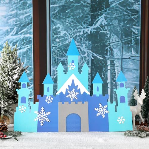 Harloon 19.7 x 23.6 Inch Snowflake Castle Table Centerpiece Glitter Winter Themed Party Table Decorations for Princess Sno...