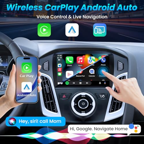 Car Radio Stereo for Ford Focus 2012-2018: 9 Inch Touch Screen Head Unit Replacement with Wireless Carplay Android Auto GP...