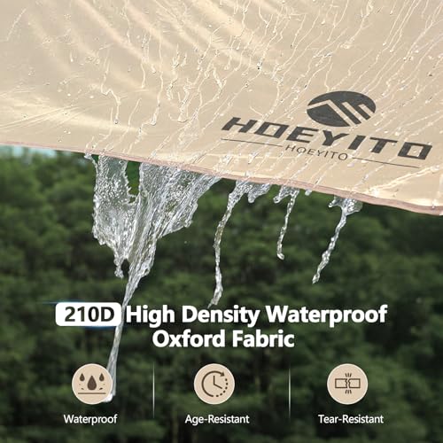 Camping Tarp with Poles & Retainer,15x12.5FT Large Waterproof 210D Oxford Cloth Camping Canopy, Anti-UV UPF100+ Tent Tarp ...