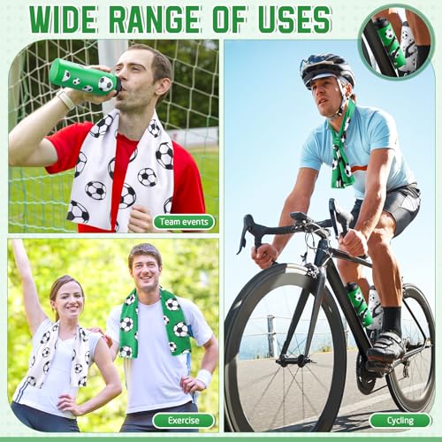 FuWeave 36 Pcs Soccer Water Bottle Drawstring Bag Cooling Towel Set Include 12 Squeeze Water Bottle 12 Drawstring Backpack...