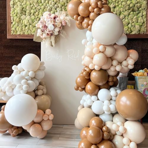 Awenztech 110pcs Nude Balloon Arch Garland Kit, 18 12 10 5 inch Apricot Balloons Different Sizes for Birthday Party Decora...
