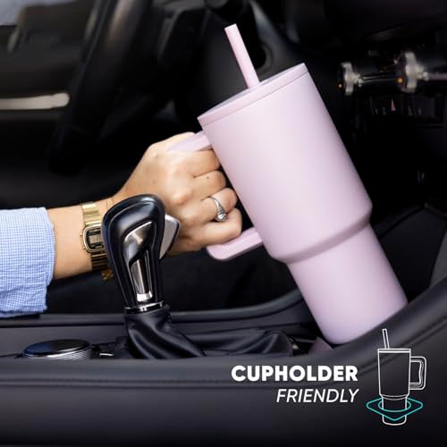 Simple Modern 40 oz Trek Tumbler with Handle and Straw Lid | Cup Holder Friendly Insulated Stainless Steel Travel Mug | Sl...