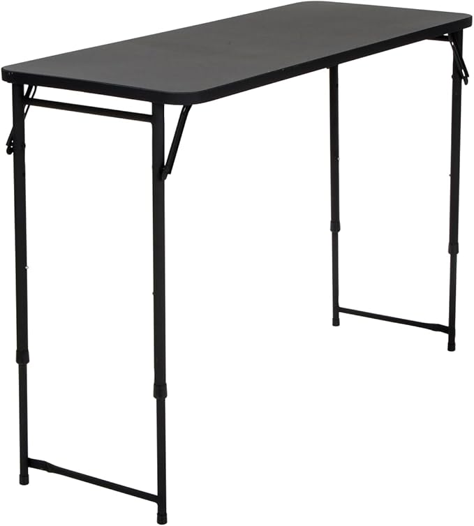 COSCO 14440BLK1E Plastic Top Adjustable Height Folding Table 20" x 48" Black
