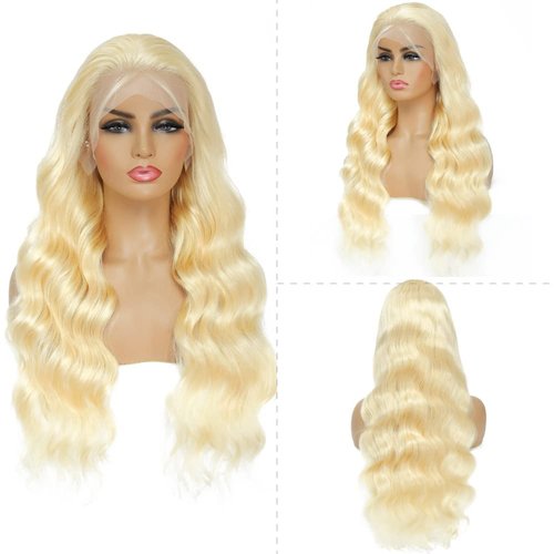 MUXFILLA 613 13x6 Lace Front Wig Human Hair 22-Inch Blonde Wig Body Wave for Black Women 200% Density Pre Plucked Glueless HD Lace Frontal Wig