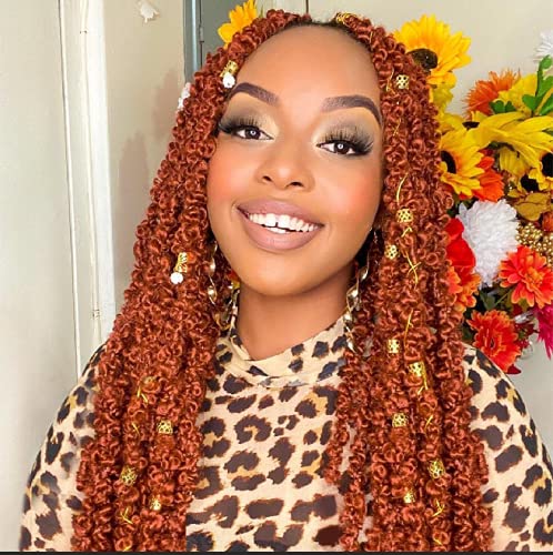 ZRQ Butterfly Locs Crochet Hair 18 Inch 6 Packs Cooper Red Distressed Faux Locs Pre-looped Synthetic Crochet Braids Extended Sof