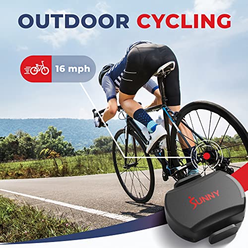 Sunny Health & Fitness 2-in-1 Advanced Cadence/RPM + Speed Sensor, Cadence Sensor Bluetooth ANT+ for Indoor/Outdoor Bikes, Magnet-Less Design for Outdoor Cycles, Exercise Bikes, and More - CB110S