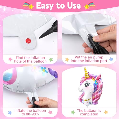 2 Pack Unicorn Balloons, Unicorn Birthday Party Decorations, Large Foil Head Balloon for Girls Birthday Decoration Wedding...