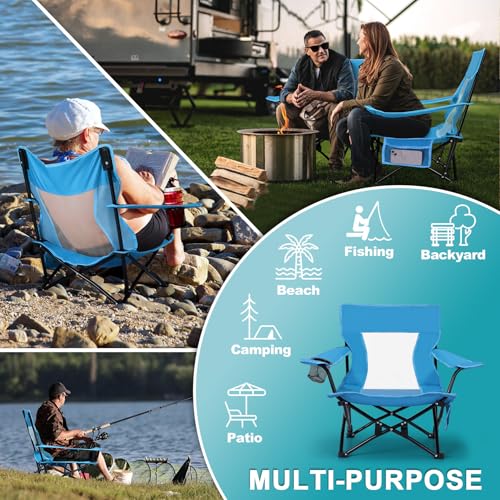 Joyfair Beach Camping Chair (2 Pack), Outdoor Folding Chair for Adults, Heavy Duty Portable Chair with Armrest for Outside...