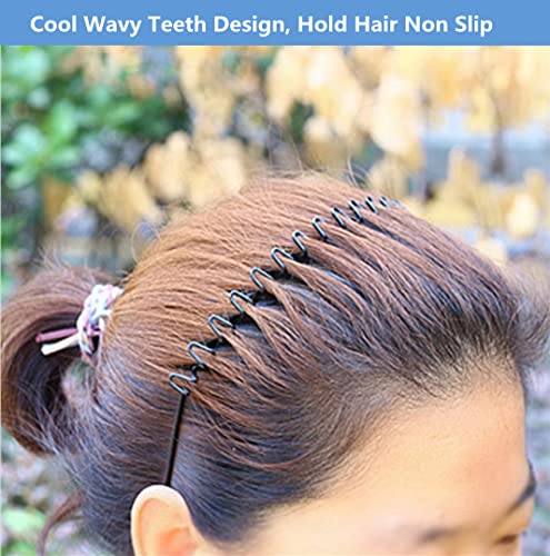 bodbop Metal Hair Band for Men Headband Women Bands Unisex Black Wavy Spring Outdoor Sports Headbands Men's Hoop Clips Acc...
