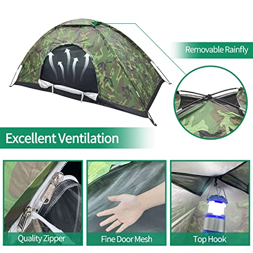 Sutekus Camping Tent Lightweight Backpacking Tent Camouflage Outdoor Equipment for Camping Hiking Biking Trip Upgraded Lar...
