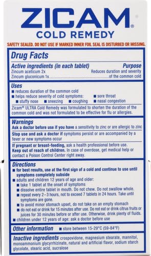 Zicam Cold Remedy Zinc Rapidmelts | Orange Cream Flavor | Shortens Cold Duration | Sugar-Free | Homeopathic