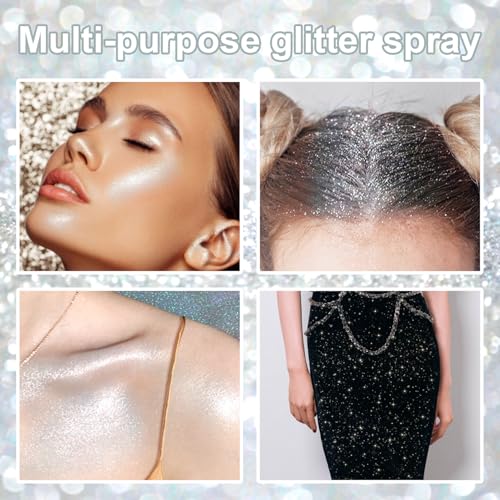 Hair and Body Glitter Spray, 1PC Hair Glitter Extra Fine Face Shimmer Powder for Clothes, Festival Loose Sparkle Powder fo...
