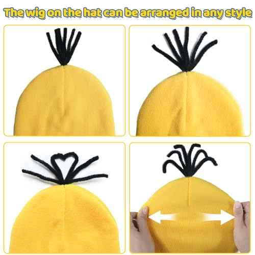3 Pcs Halloween Costumes Accessories Adult Yellow Beanie Goggles Hat Gloves for Kids Family Funny Cosplay Party Gift