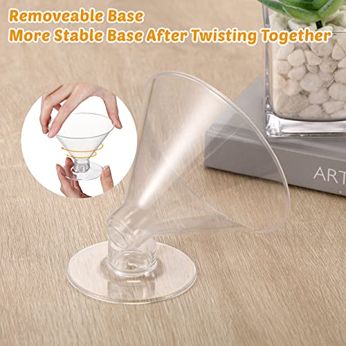 Yinkin 50 Cups and 50 Spoons Plastic Martini Glasses Disposable Cocktail Glasses Mini Martini Plastic Cups Dessert PVC Sho...