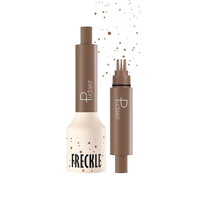 Freckle Stamp,Faux Freckle Stamp,Quick Dry Fake Freckles Pen,Waterproof Long Lasting Natural Vivid Faux Freckles Pen,Get Sun-Kissed Stars Makeup in One Press,5-Dot Design,04.Caramel.