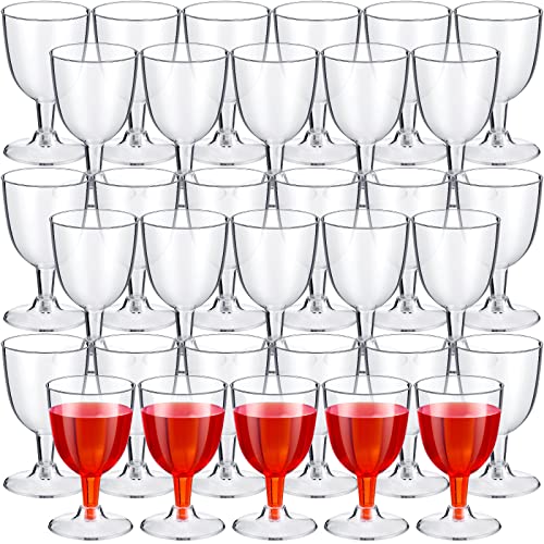 Thenshop 200 Pack 6 oz Disposable Plastic Wine Glasses with Stem, Clear Wine Glasses Cups for Weddings Birthdays Bridal Sh...