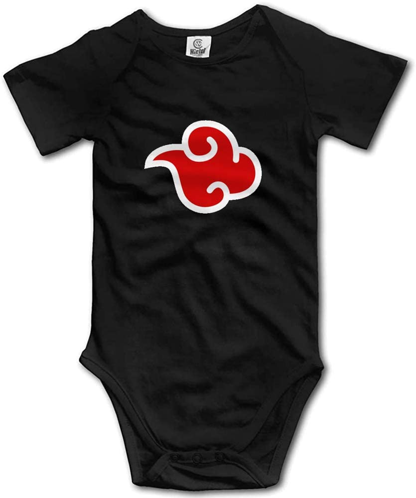 Poemsimai Funny Akatsuki Symbol Parody Baby Unisex Clothes Short Sleeve Bodysuit Romper Creeper D-Black