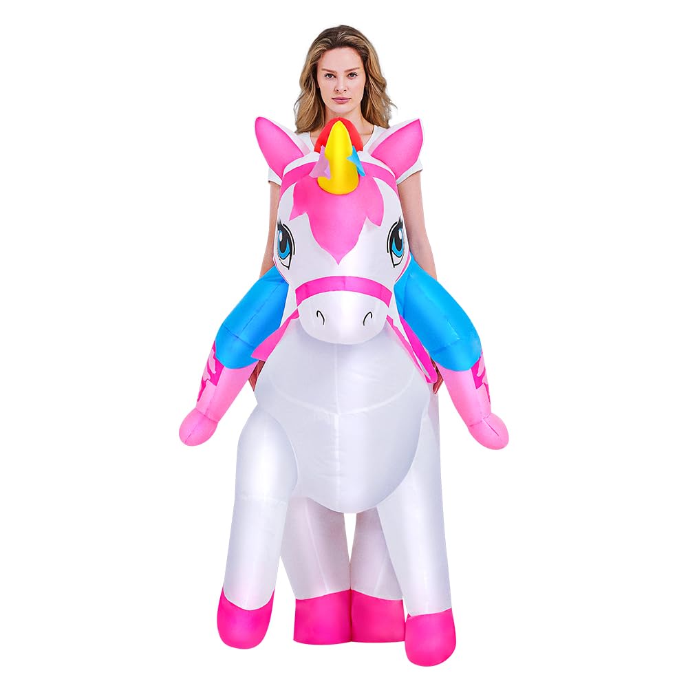 KOOY 2025 Inflatable Unicorn Costume Adult, Blow Up Ride On Unicorn Costume Funny Halloween Costumes Party, Halloween Costumes for Women Christmas