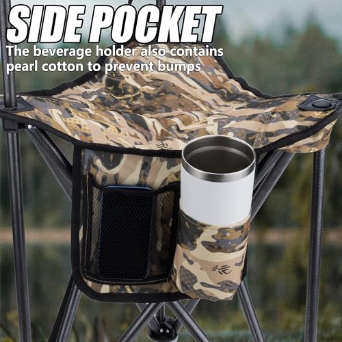 FLISSA Hunting Chair, Folding Tripod Stool, Portable Fishing Chair with Backrest, Outdoor Folding Camping Chair
