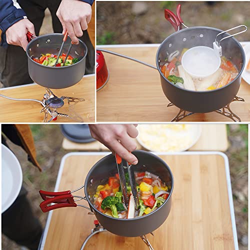 FineFlame Camping Stove 3 Burner 20400 BTU With Bulin 13 PCS Camp Cookware Set
