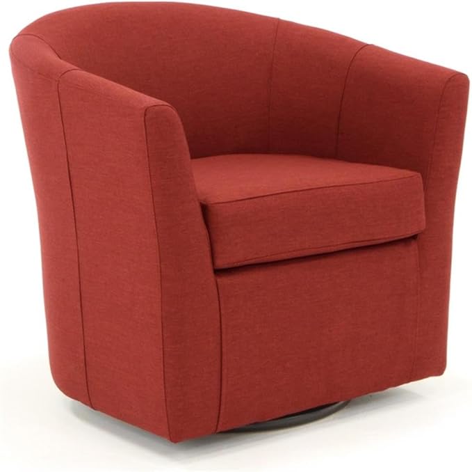 Pemberly Row 19" H Traditional Fabric Swivel Club Chair in Red
