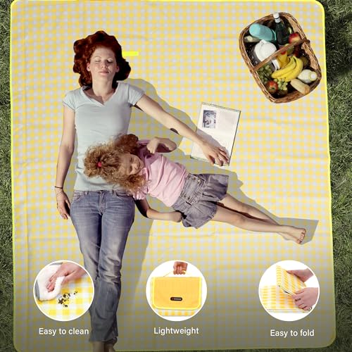 HX&OD Outdoor Picnic Blanket 80"X80" Picnic Mat Extra Large Camping Blanket Beach Blanket Foldable Waterproof Sand Mat Hik...