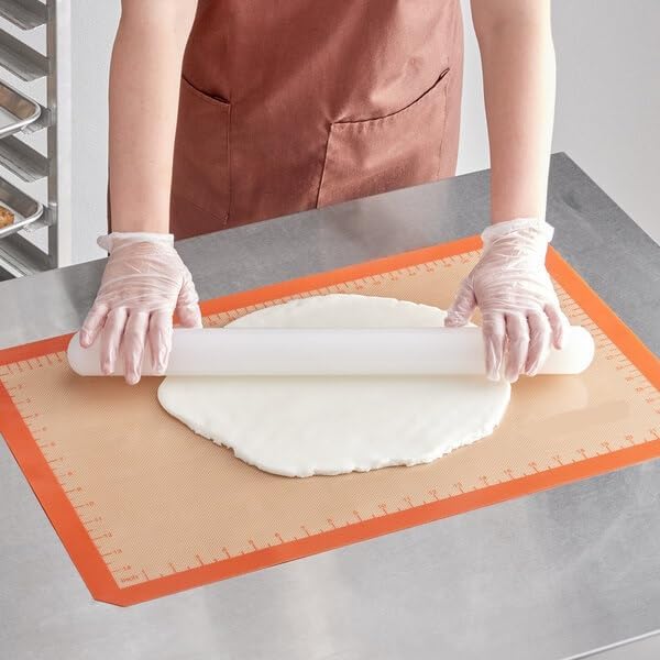 Full Size Silicone Baking Mat, Orange, Non-Stick, 16.5 x 24.5 Inch, Heavy-Duty Fiberglass Construction with Measurements, for Baking and Food Prep