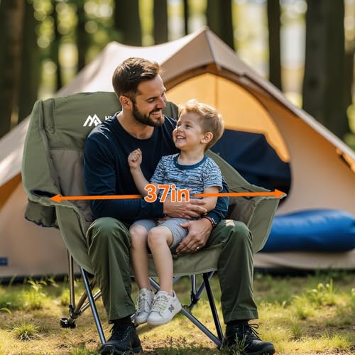 Huskfirm Oversized Camping Chair Padded Camping Chairs Heavy-Duty Foldable Camping Chairs with Cup Holder and Cooler Bag P...