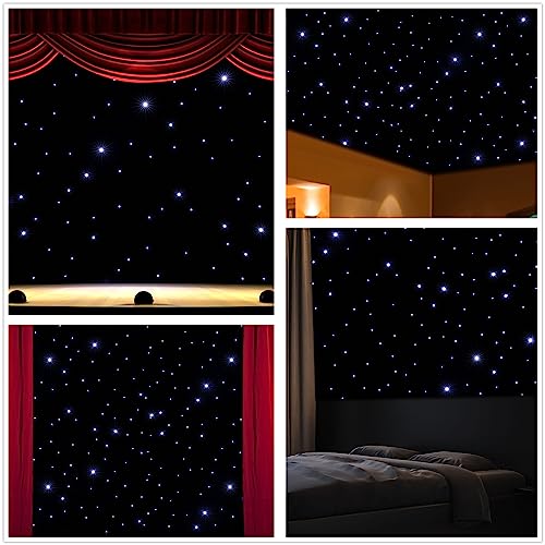 LIANDU-US LED Curtain Light 20ft x 10ft White LED Star Backdrop Stage Drape Starry Sky Cloth Curtain DMX512 for Wedding Ev...